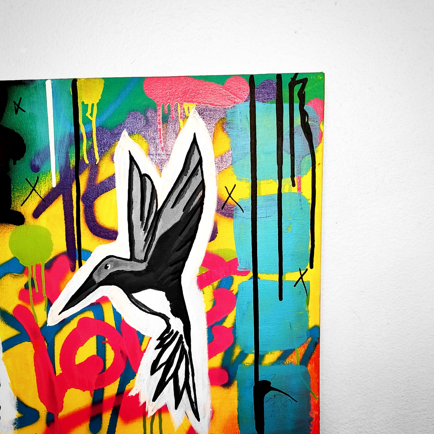 "The Beauty and the Hummingbird" Urban Art Canvas Painting
