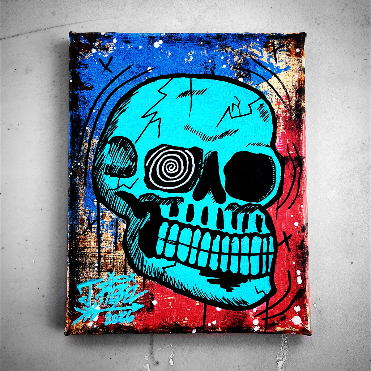 "Bonehead #9" | Grunge/Punk Style Canvas Painting