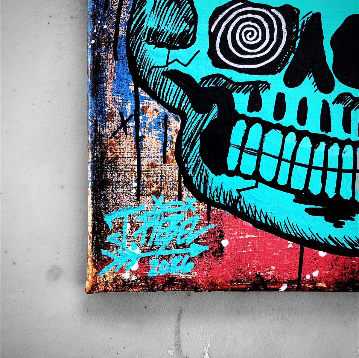 "Bonehead #9" | Grunge/Punk Style Canvas Painting