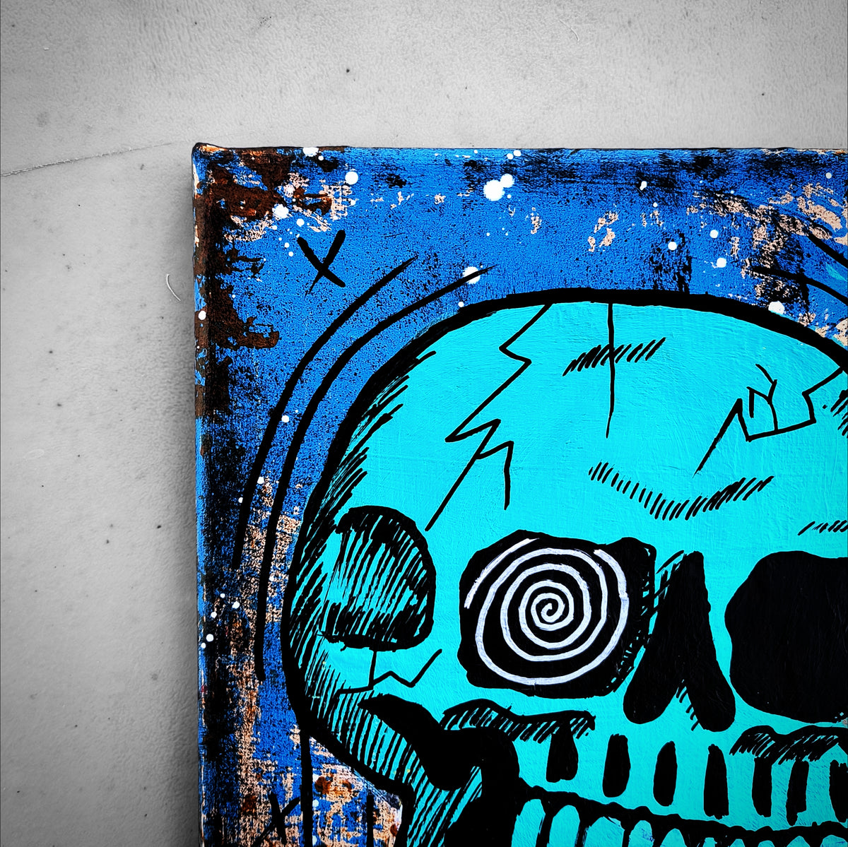 "Bonehead #9" | Grunge/Punk Style Canvas Painting