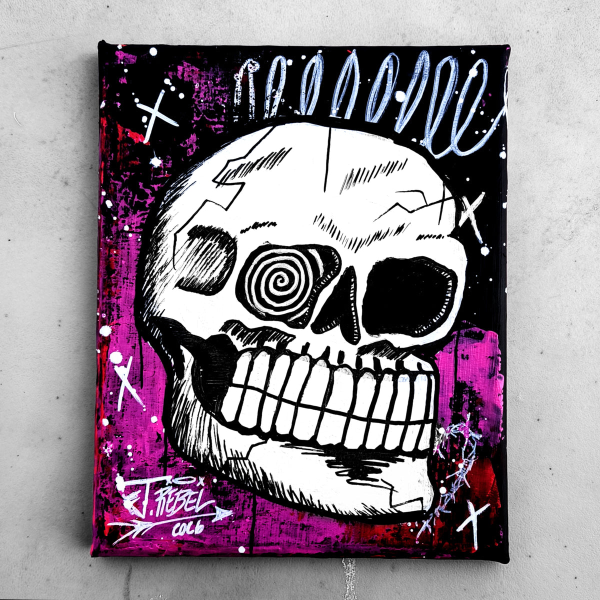 "Bonehead #10" | Punk/Grunge Canvas Painting