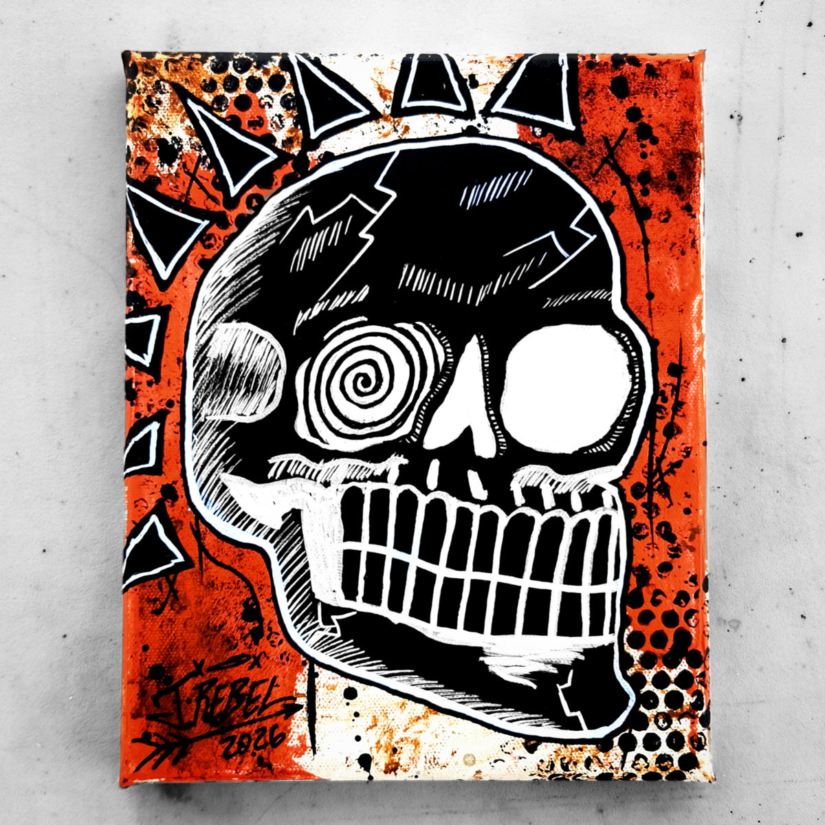 "Bonehead #12" | Punk Canvas Painting