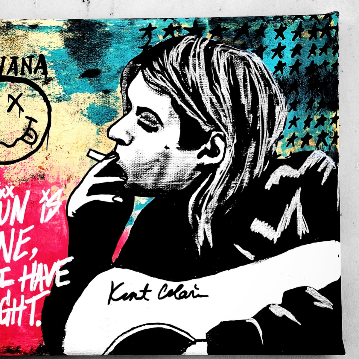 "Kurt Cobain (Small Art)" | Street Art Style Canvas Painting