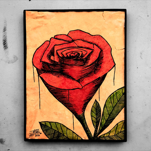 "Red Rose (Vintage Art)" | Drawing