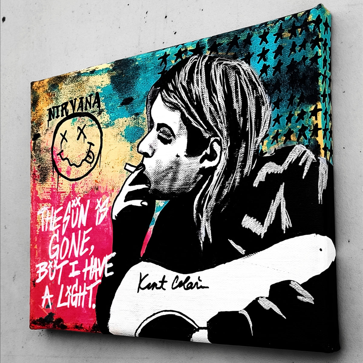 "Kurt Cobain (Small Art)" | Street Art Style Canvas Painting