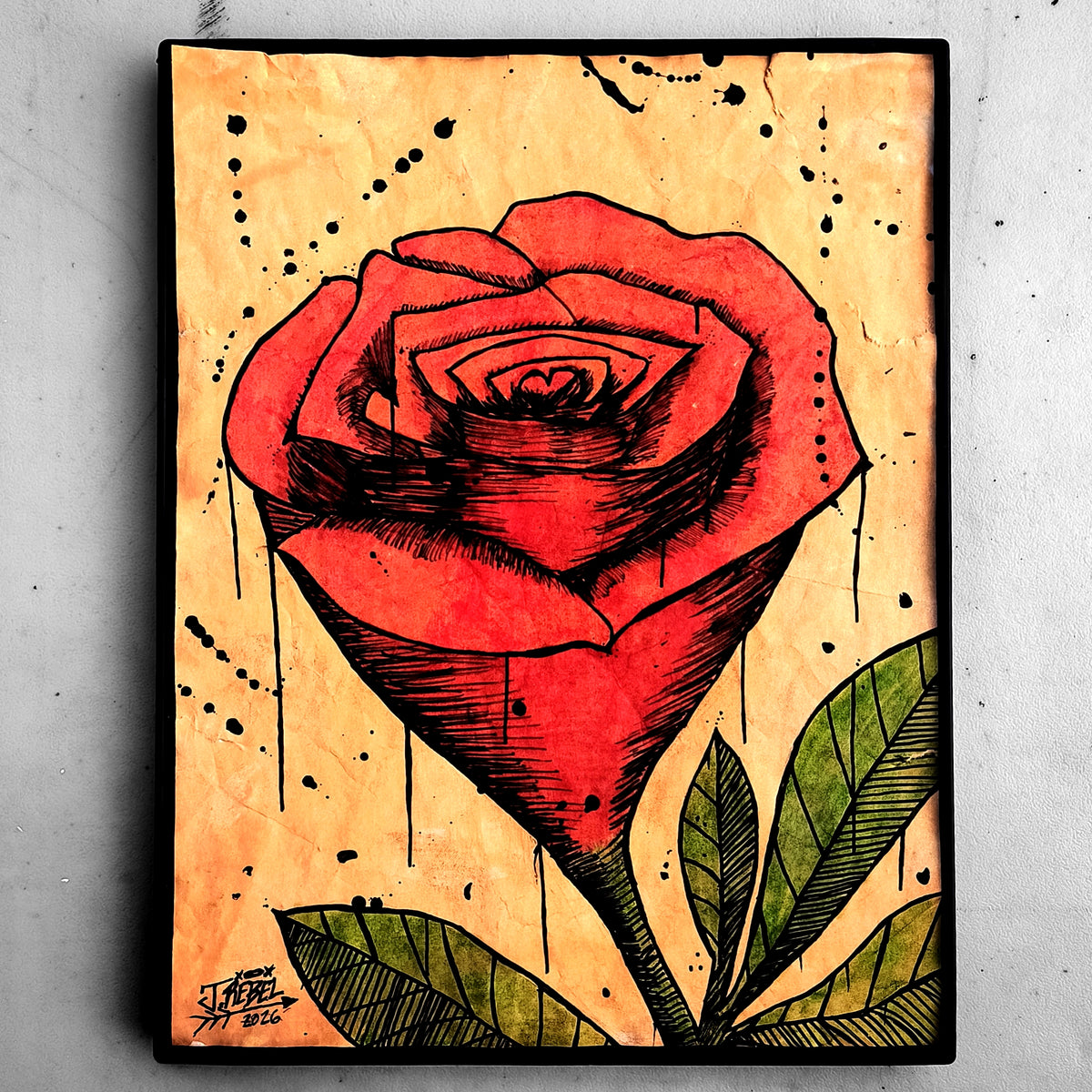 "Red Rose (Vintage Art)" | Drawing
