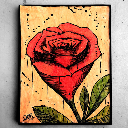 "Red Rose (Vintage Art)" | Drawing